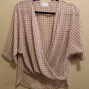 Nymphe LA Open Wrapped City Grid Blouse